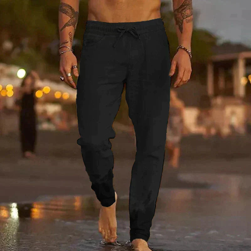 MAISON VALÉRIE | Pantalons de plage en lin classiques pour hommes
