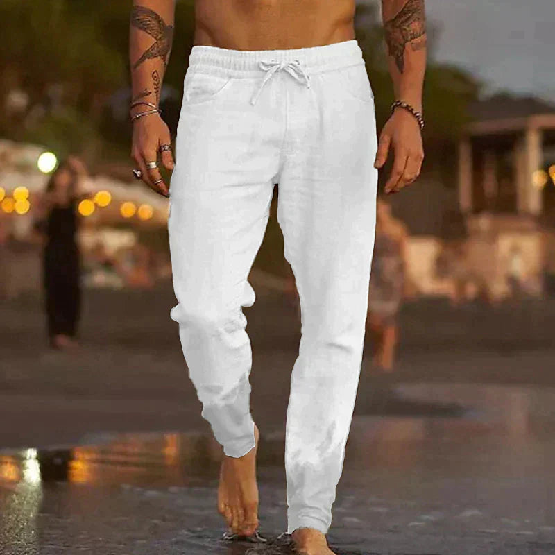 MAISON VALÉRIE | Pantalon de plage classique en lin pour hommes