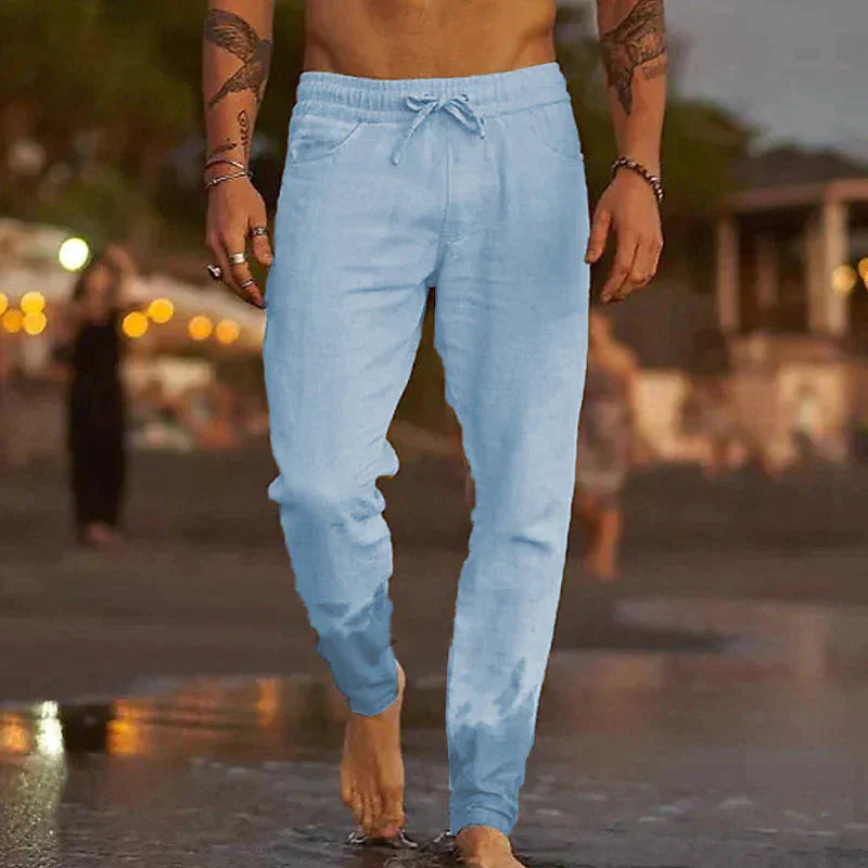 MAISON VALÉRIE | Pantalon de plage classique en lin pour hommes