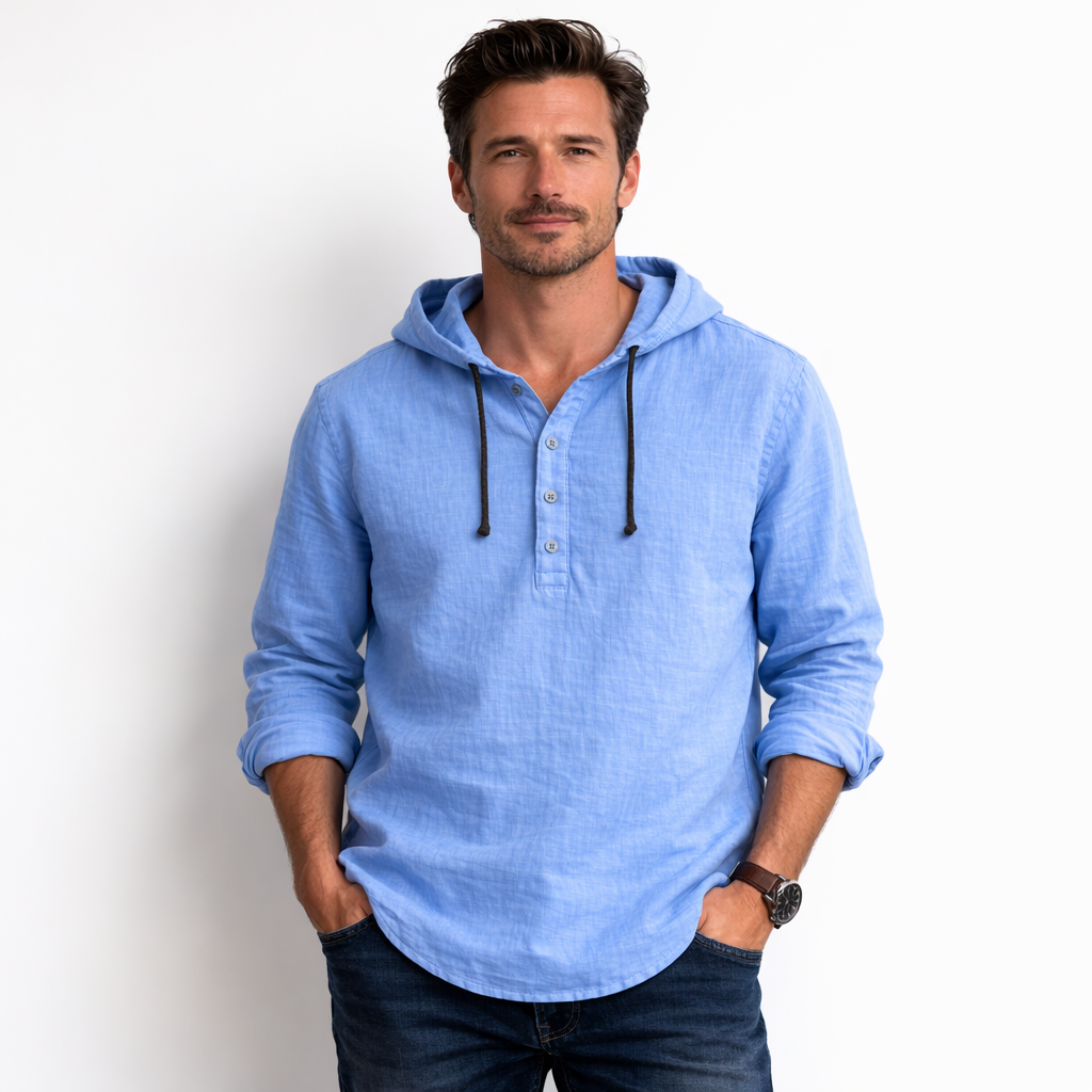 MAISON VALÉRIE | Chemise à capuche en lin pour hommes