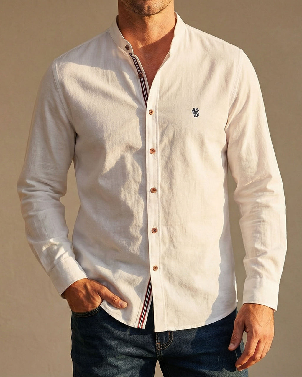 MAISON VALÉRIE | Chemise élégante col mao pour homme