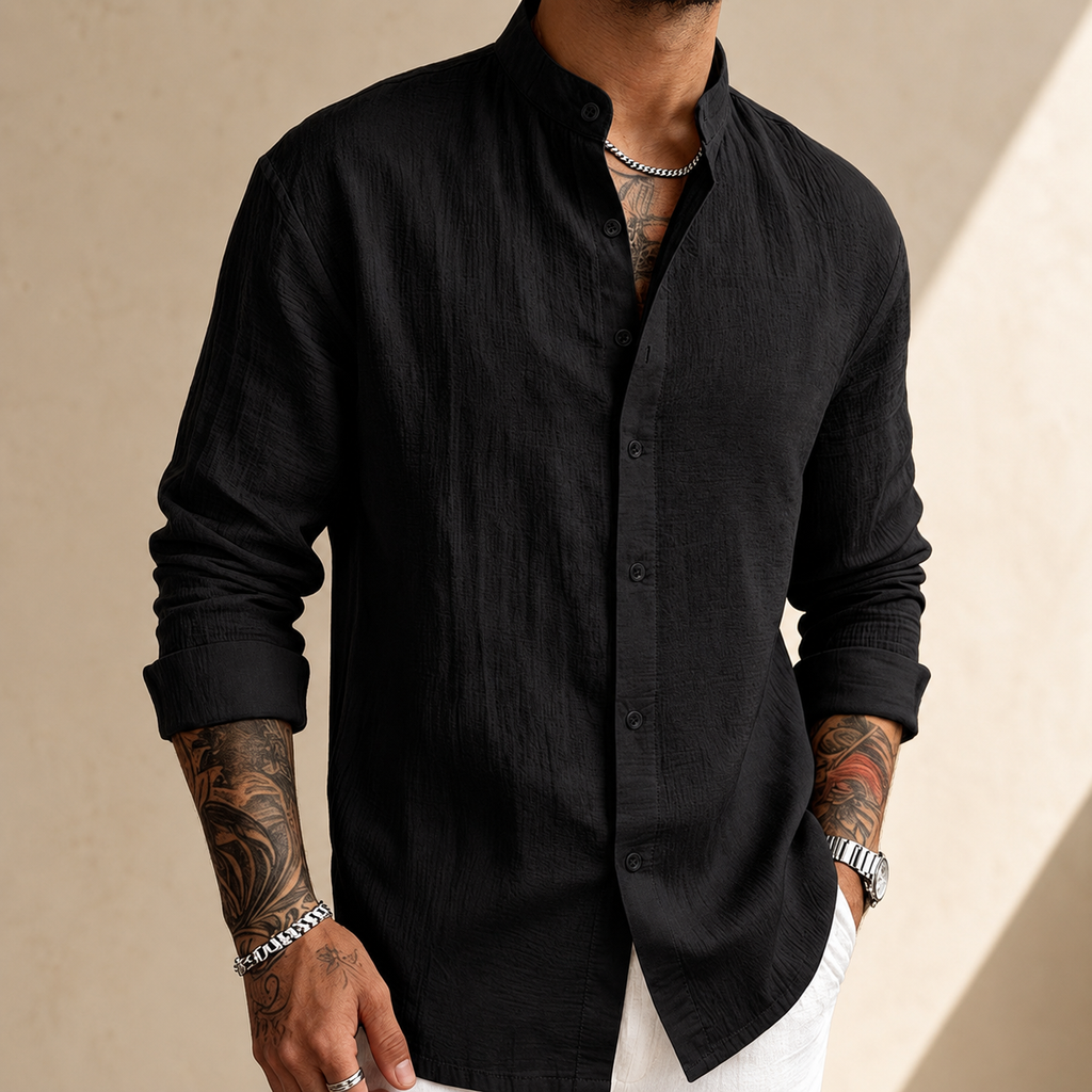 MAISON VALÉRIE | Chemise henley en lin pour hommes