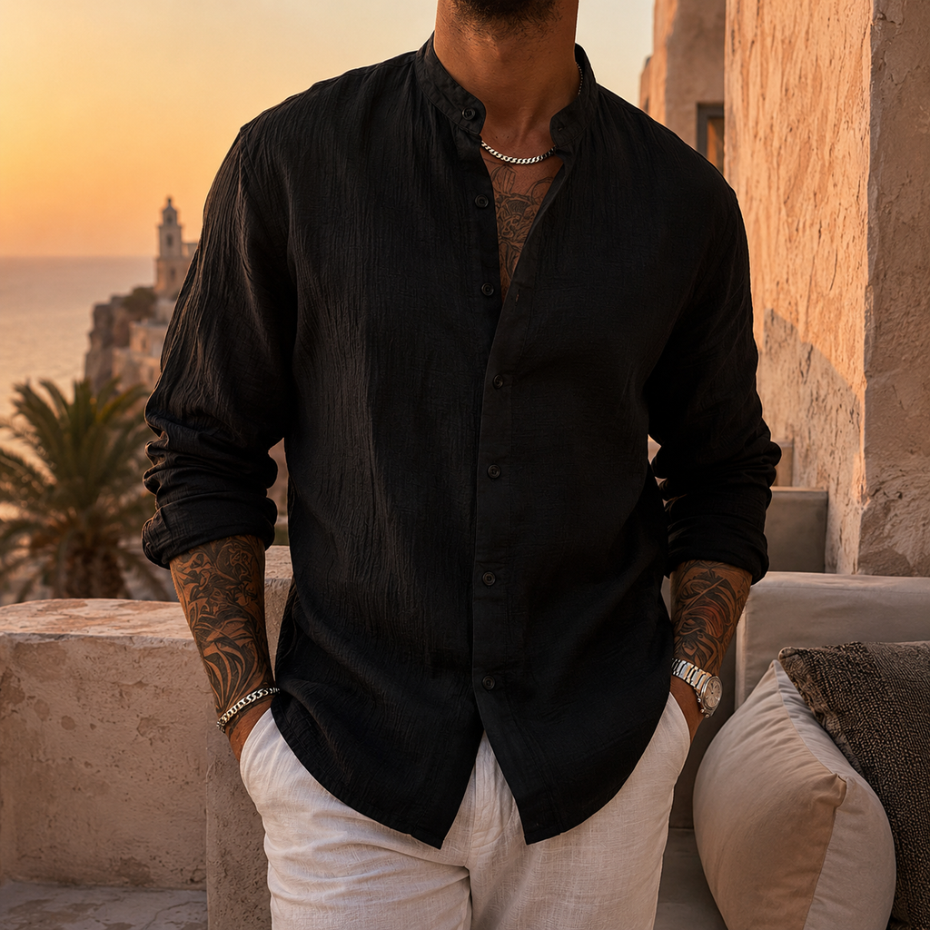 MAISON VALÉRIE | Chemise henley en lin pour hommes