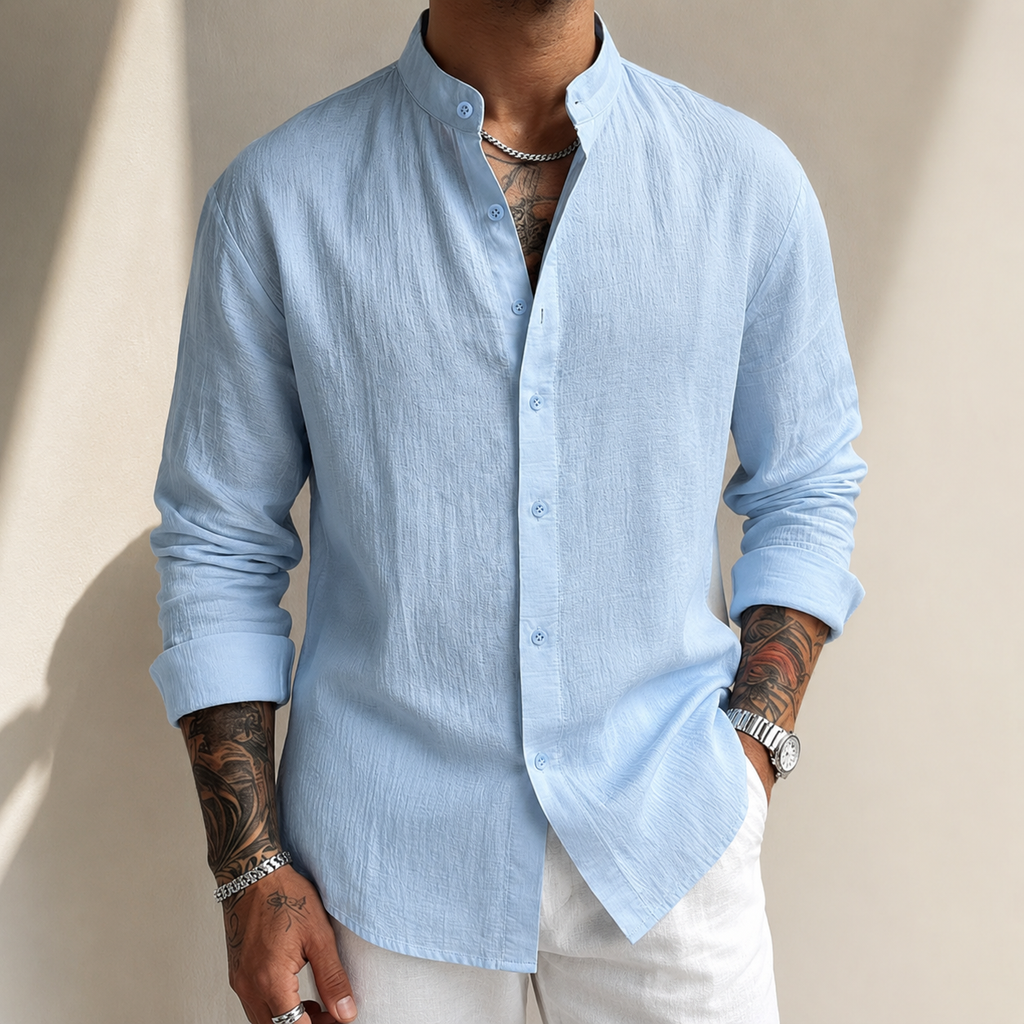 MAISON VALÉRIE | Chemise henley en lin pour hommes