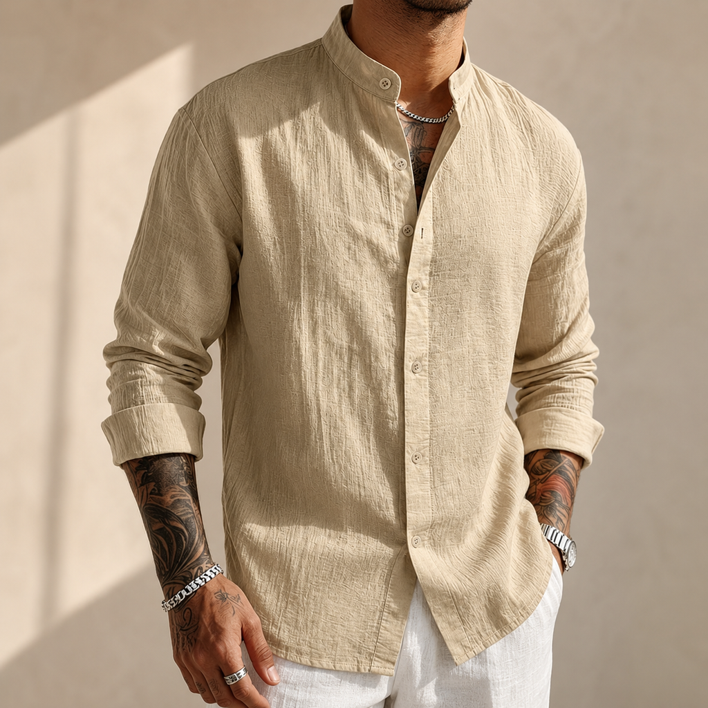 MAISON VALÉRIE | Chemise henley en lin pour hommes
