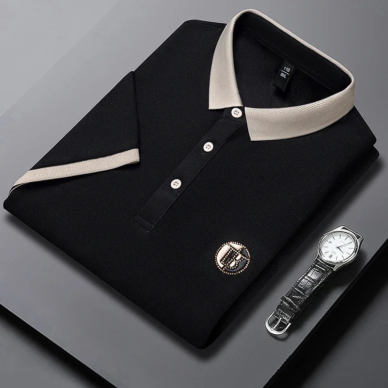 MAISON VALÉRIE | Polo classique à col contrasté pour hommes