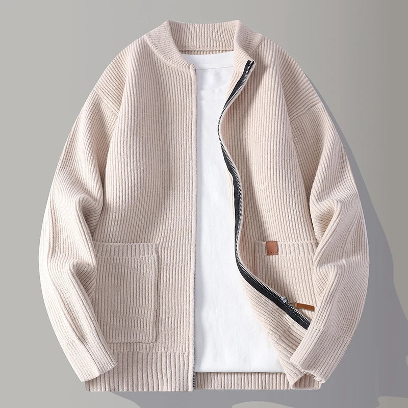 MAISON VALÉRIE | Veste à zip ribbée pour hommes