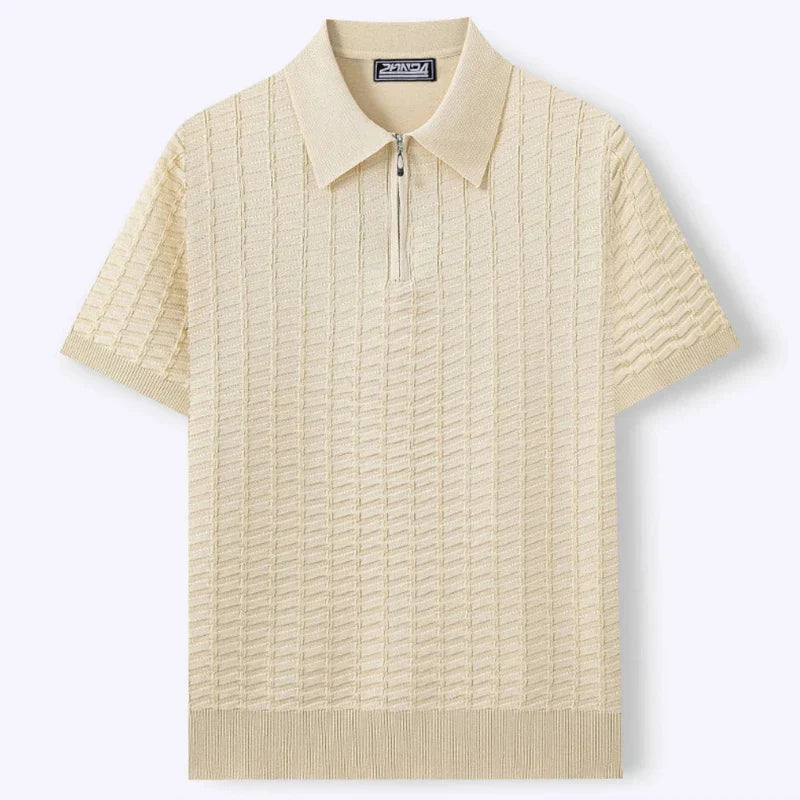 MAISON VALÉRIE | Polo en maille à col zip texturé pour hommes