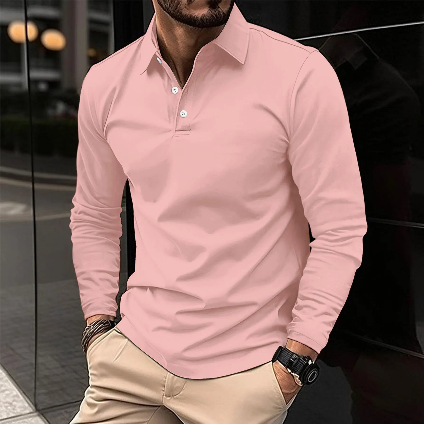 Polo classica à manches longues pour homme