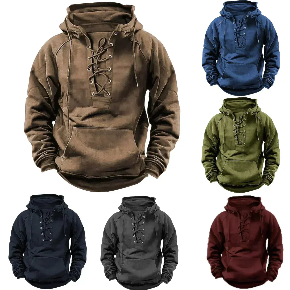 MAISON VALÉRIE | Sweat à capuche viking à lacets pour homme