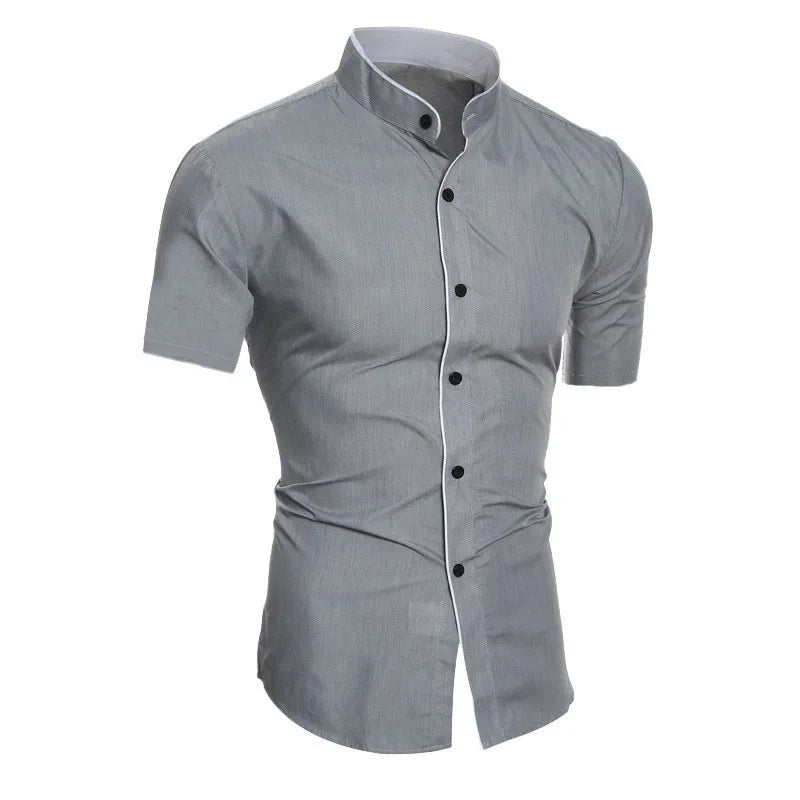 MAISON VALÉRIE | Chemise à manches courtes col montant pour homme