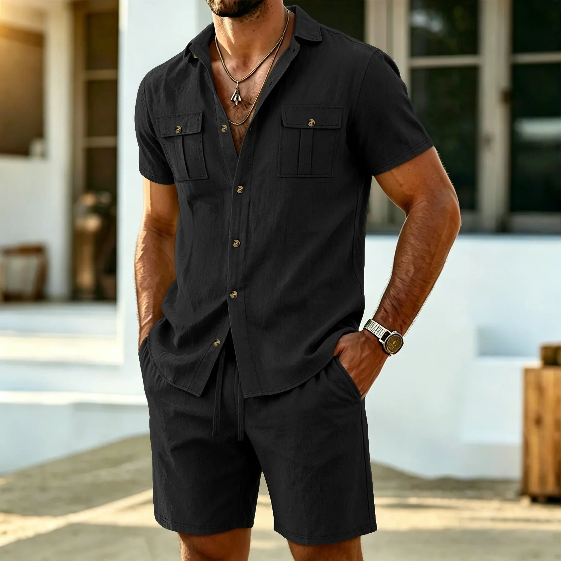MAISON VALÉRIE | Ensemble d'été en lin pour hommes