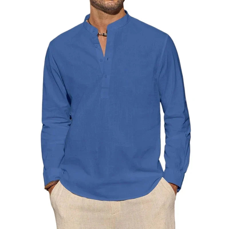 MAISON VALÉRIE | Chemise henley en coton pour hommes