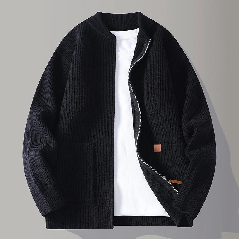 MAISON VALÉRIE | Veste à zip ribbée pour hommes