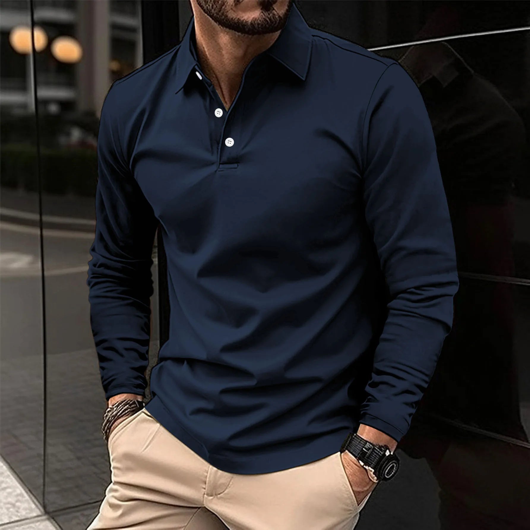 Polo classica à manches longues pour homme