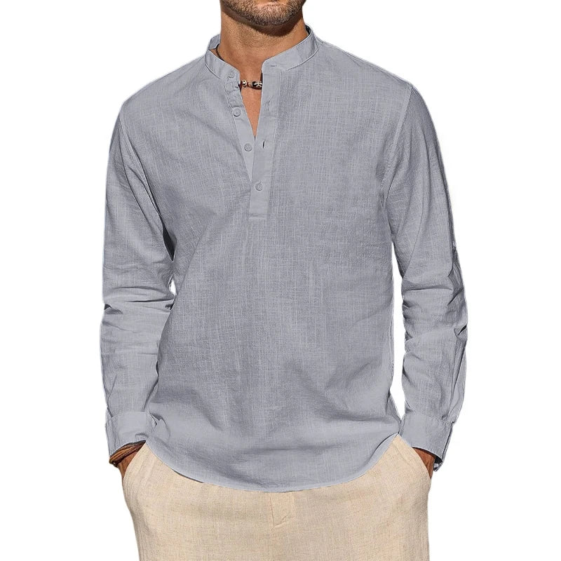 MAISON VALÉRIE | Chemise henley en coton pour hommes