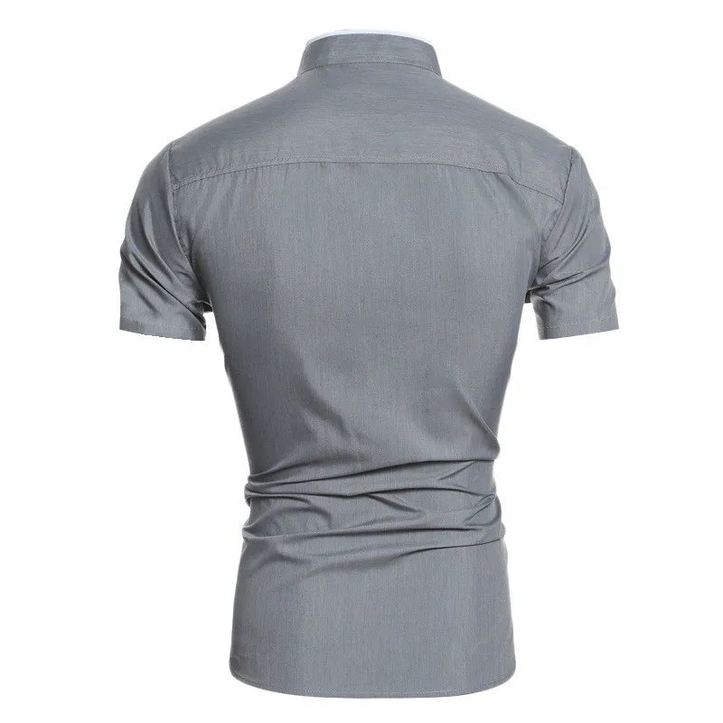 MAISON VALÉRIE | Chemise à manches courtes col montant pour homme