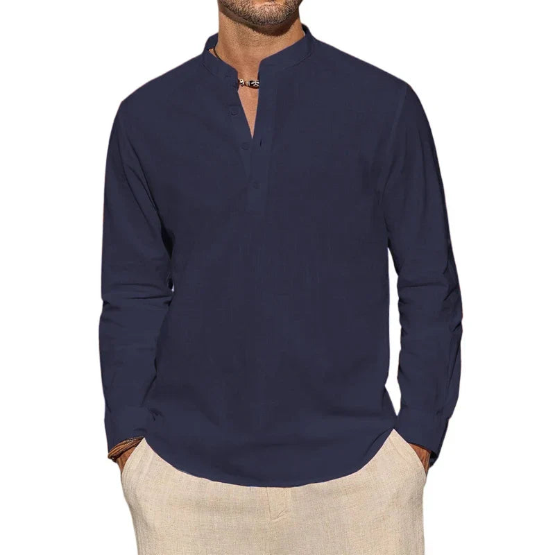 MAISON VALÉRIE | Chemise henley en coton pour hommes