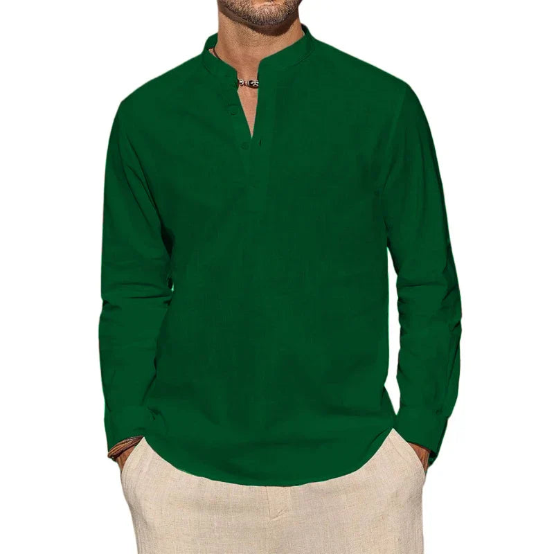 MAISON VALÉRIE | Chemise henley en coton pour hommes