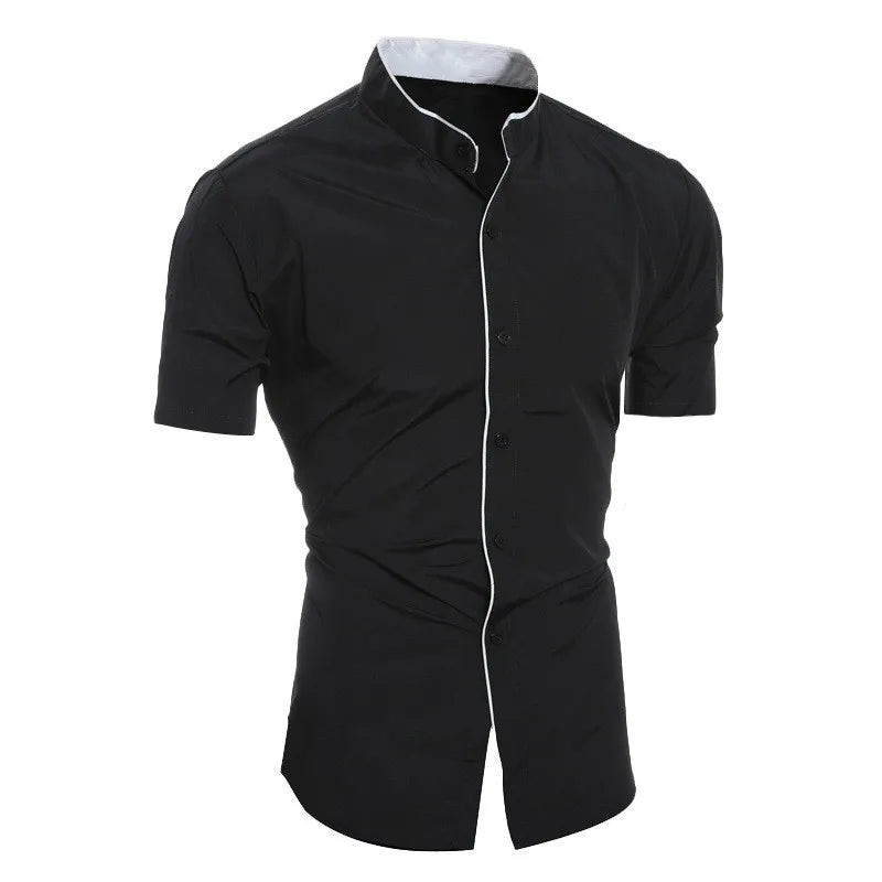 MAISON VALÉRIE | Chemise à manches courtes col montant pour homme