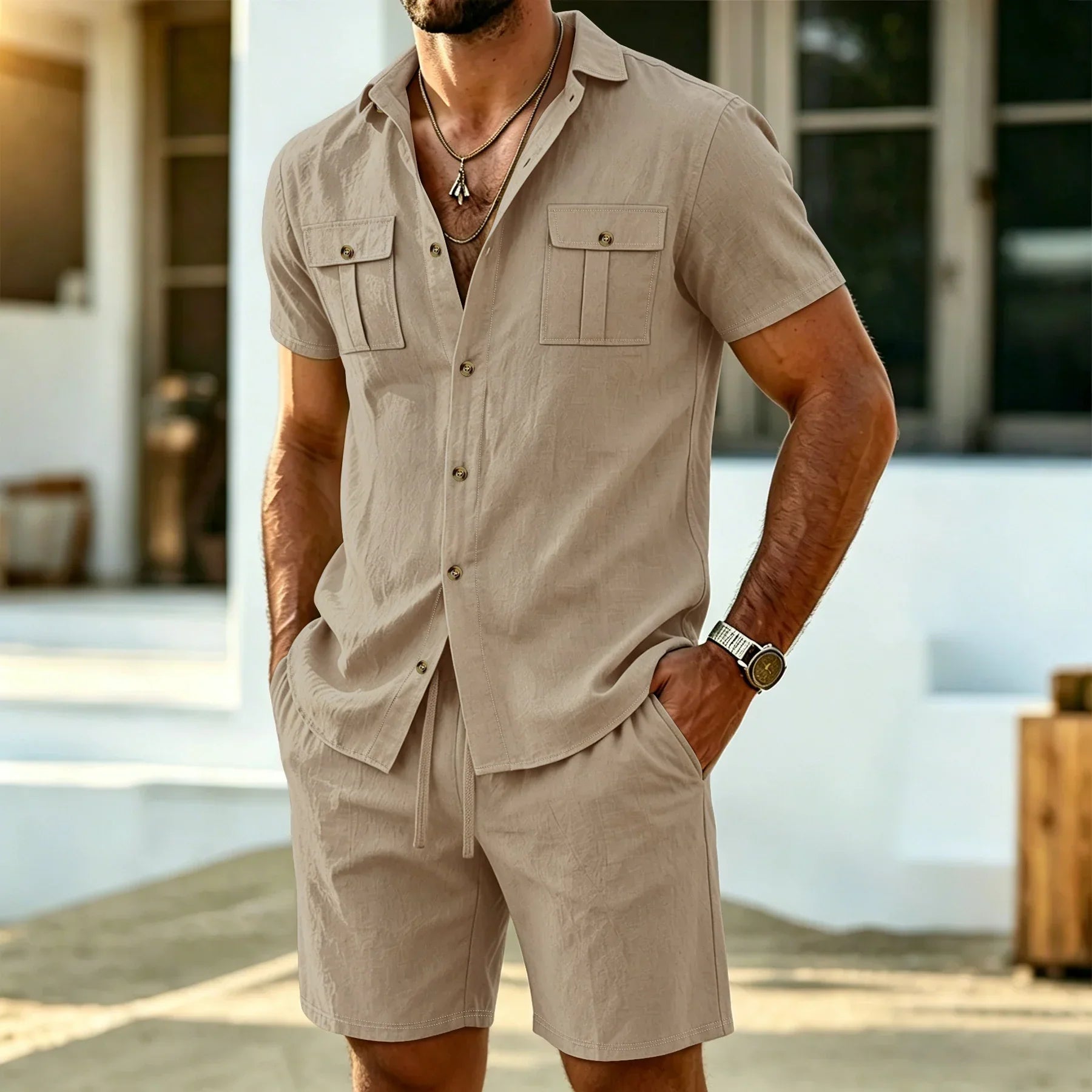 MAISON VALÉRIE | Ensemble d'été en lin pour hommes