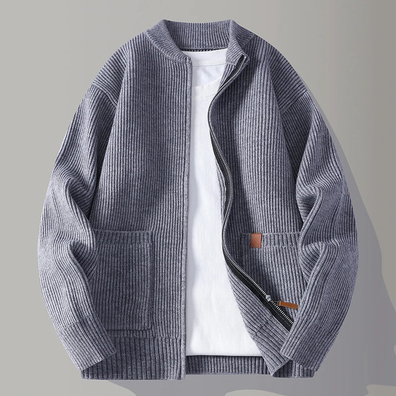 MAISON VALÉRIE | Veste à zip ribbée pour hommes