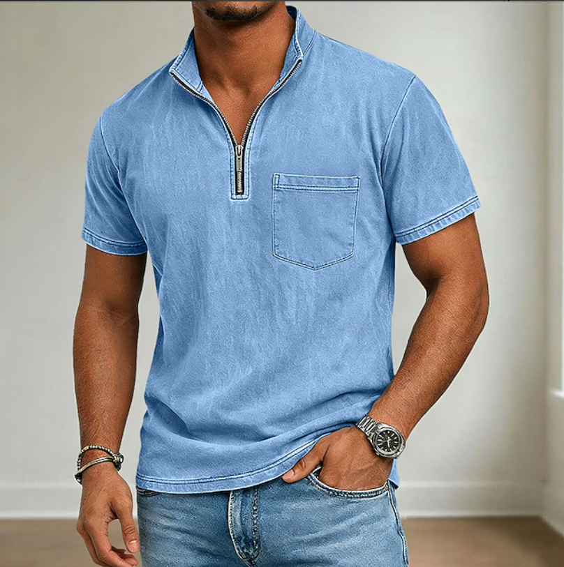 MAISON VALÉRIE | Polo à demi-zip pour hommes
