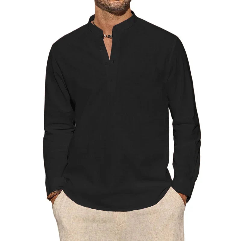 MAISON VALÉRIE | Chemise henley en coton pour hommes