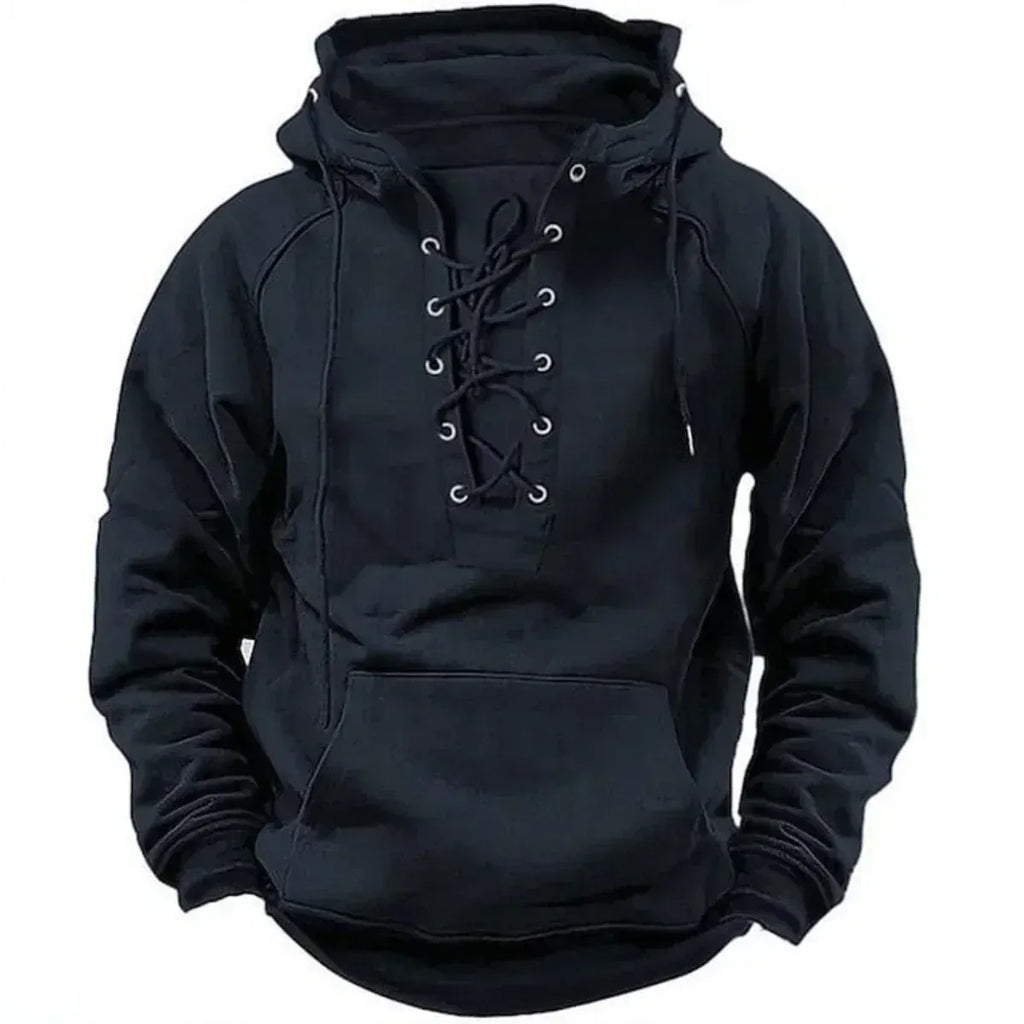 MAISON VALÉRIE | Sweat à capuche viking à lacets pour homme