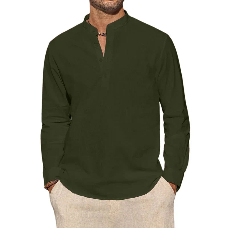 MAISON VALÉRIE | Chemise henley en coton pour hommes