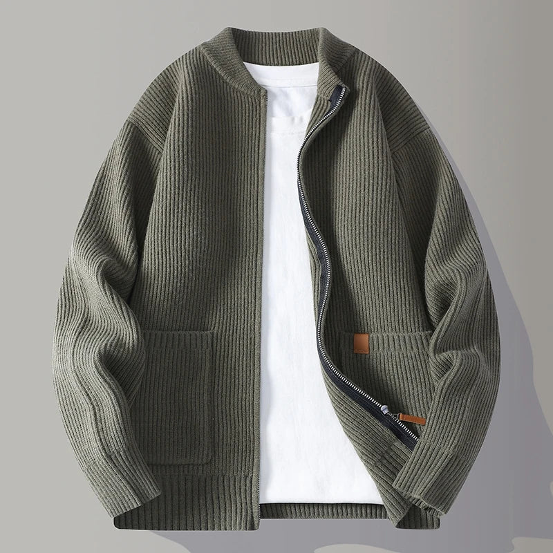 MAISON VALÉRIE | Veste à zip ribbée pour hommes