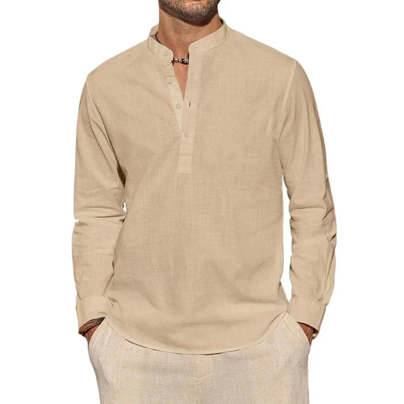 MAISON VALÉRIE | Chemise henley en coton pour hommes