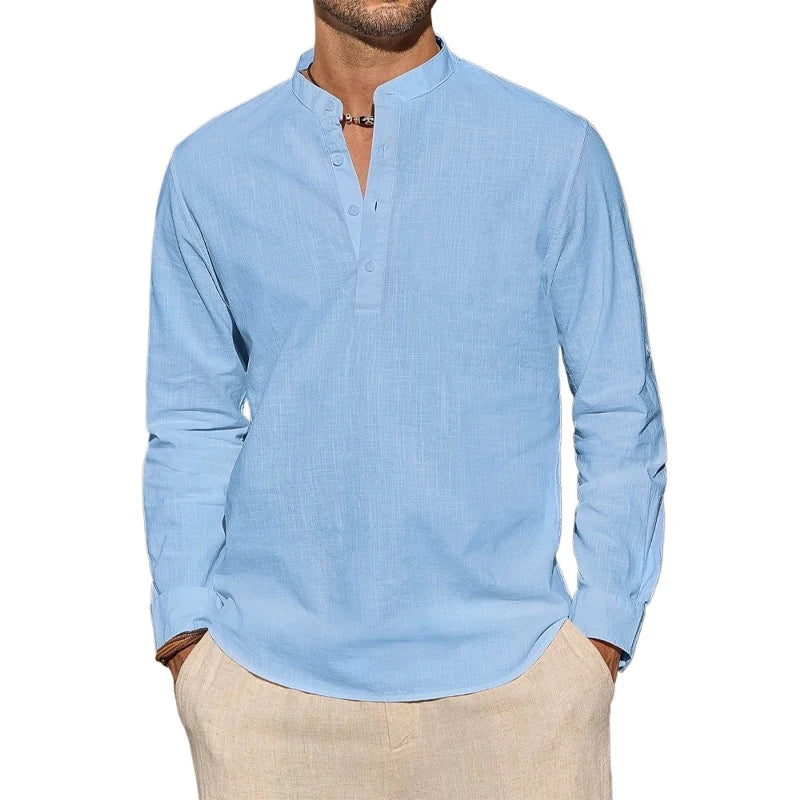 MAISON VALÉRIE | Chemise henley en coton pour hommes