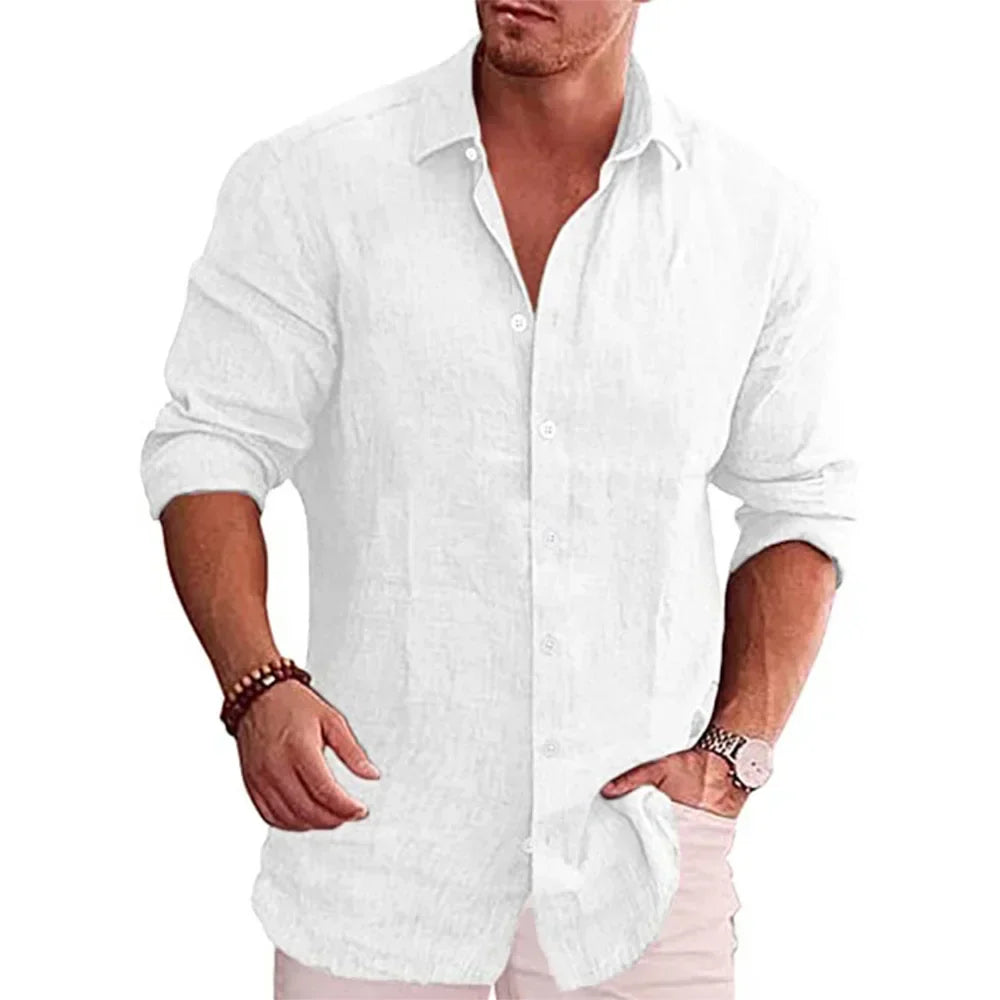 MAISON VALÉRIE | Chemise en lin à bouton à coupe moderne pour hommes