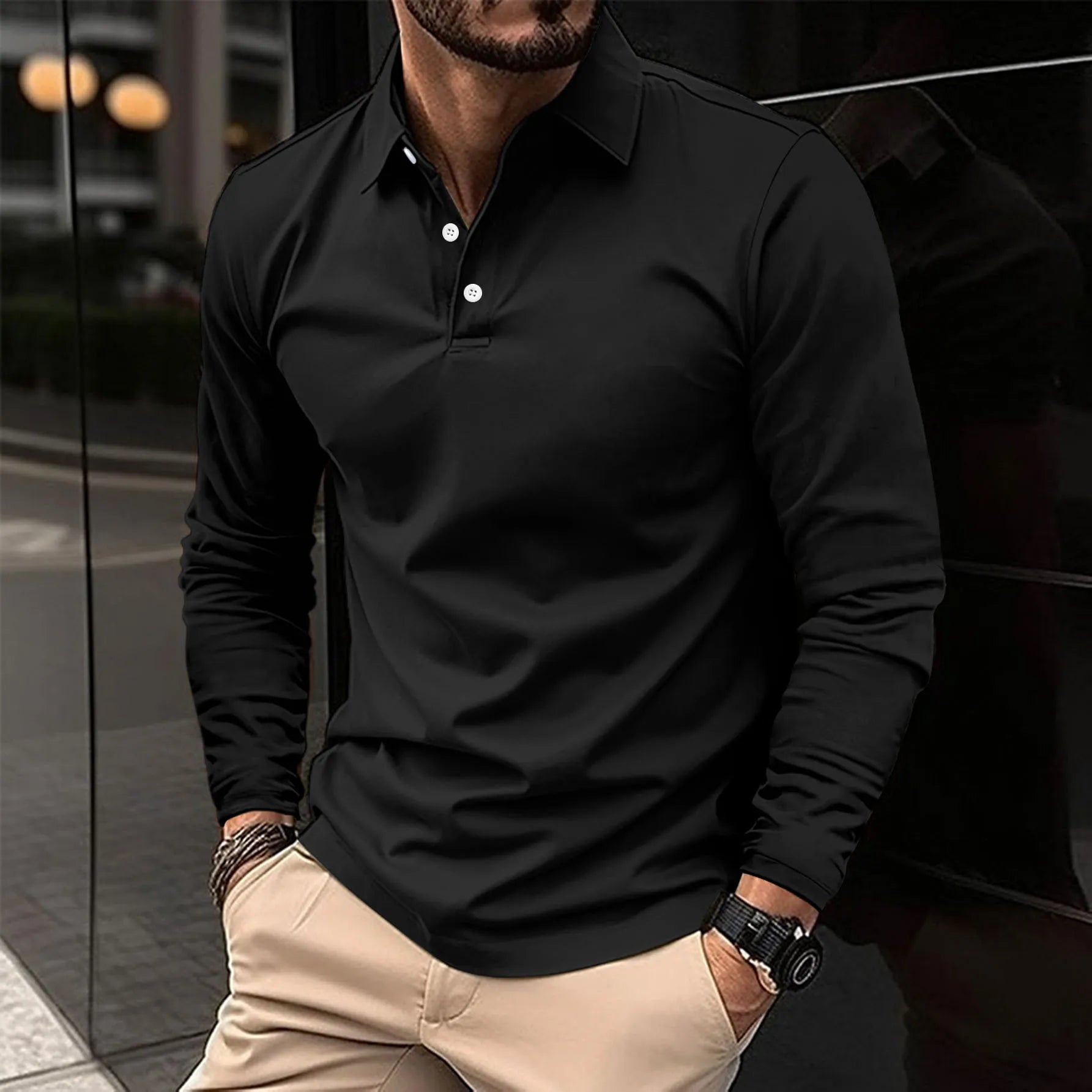 Polo classica à manches longues pour homme