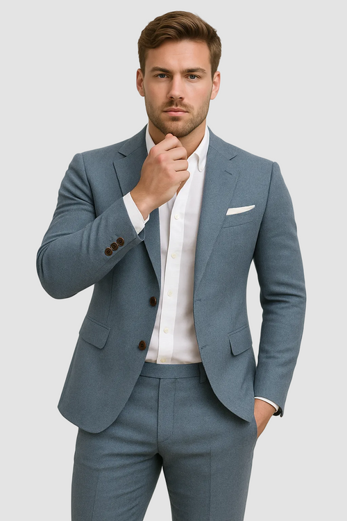 Ensemble costume en lin homme — coloris Bleu clair
