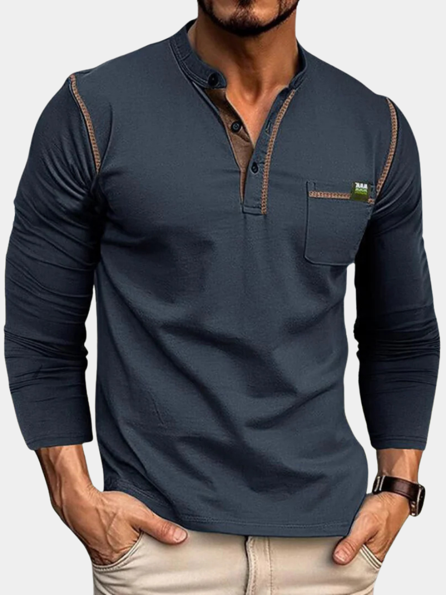 MAISON VALÉRIE | Chemise à manches longues avec poche pour hommes
