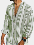MAISON VALÉRIE | Chemise en lin rayée pour hommes