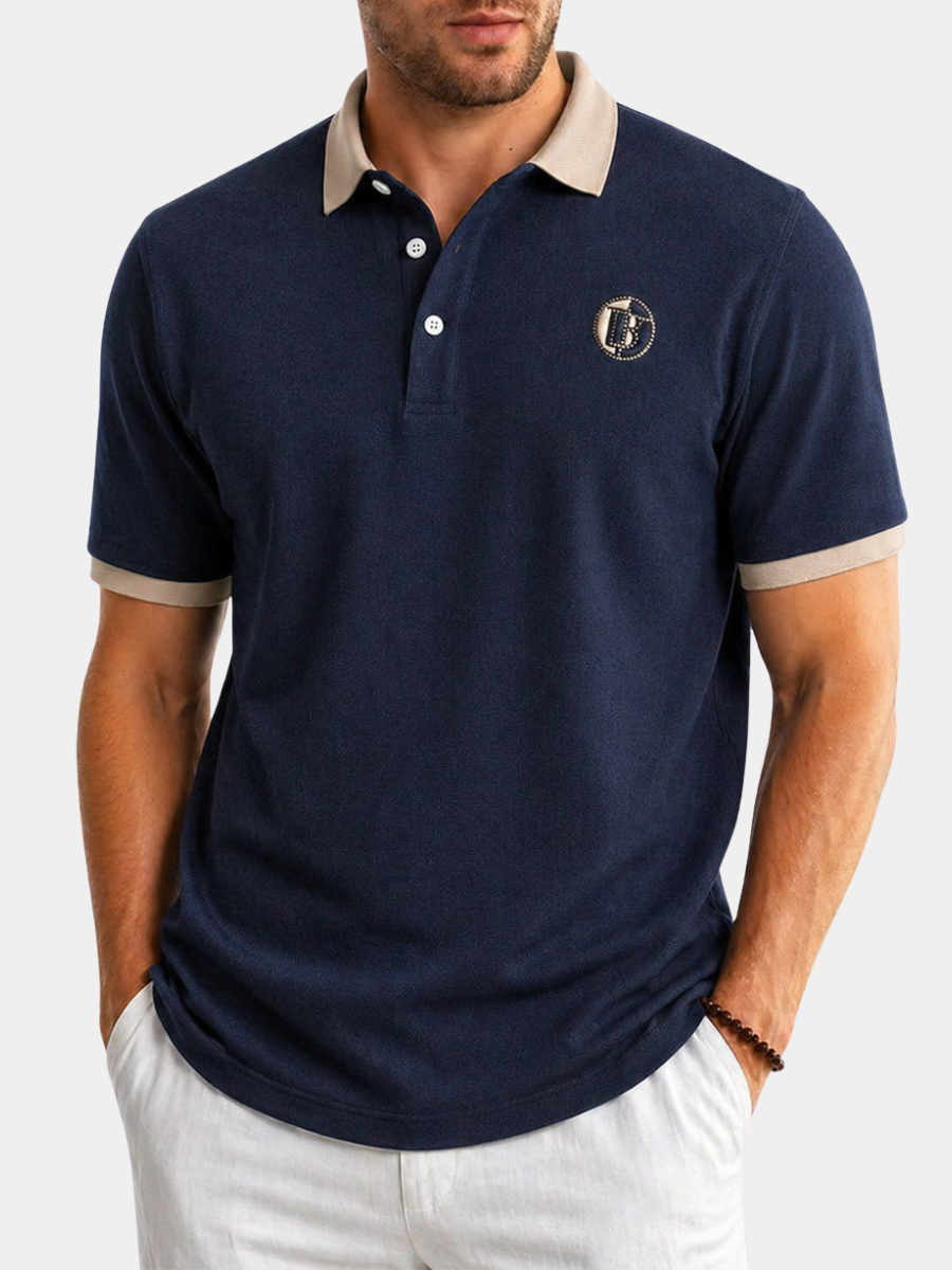 MAISON VALÉRIE | Polo classique à col contrasté pour hommes