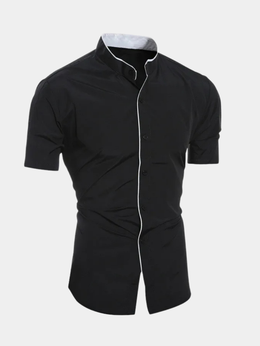MAISON VALÉRIE | Chemise à manches courtes col montant pour homme