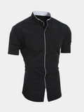 MAISON VALÉRIE | Chemise à manches courtes col montant pour homme