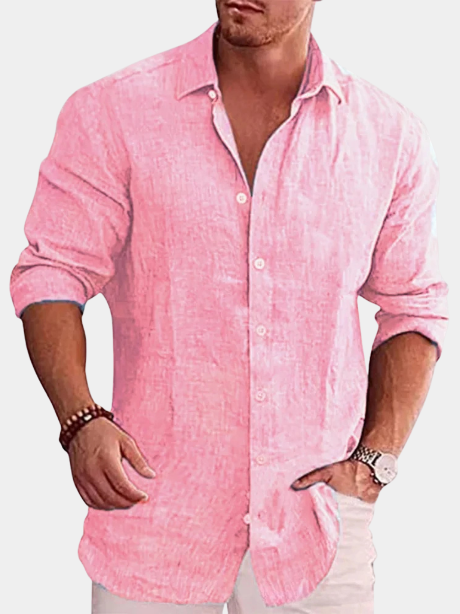 MAISON VALÉRIE | Chemise en lin à bouton à coupe moderne pour hommes
