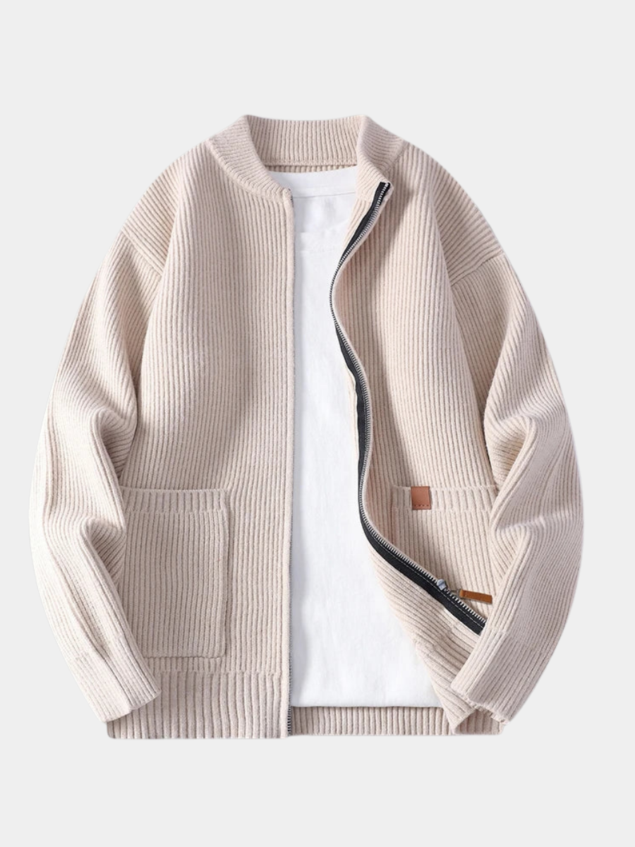 MAISON VALÉRIE | Veste à zip ribbée pour hommes