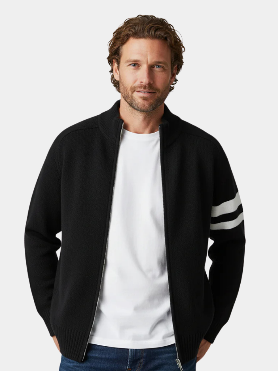 MAISON VALÉRIE | Pull zippé en tricot pour hommes