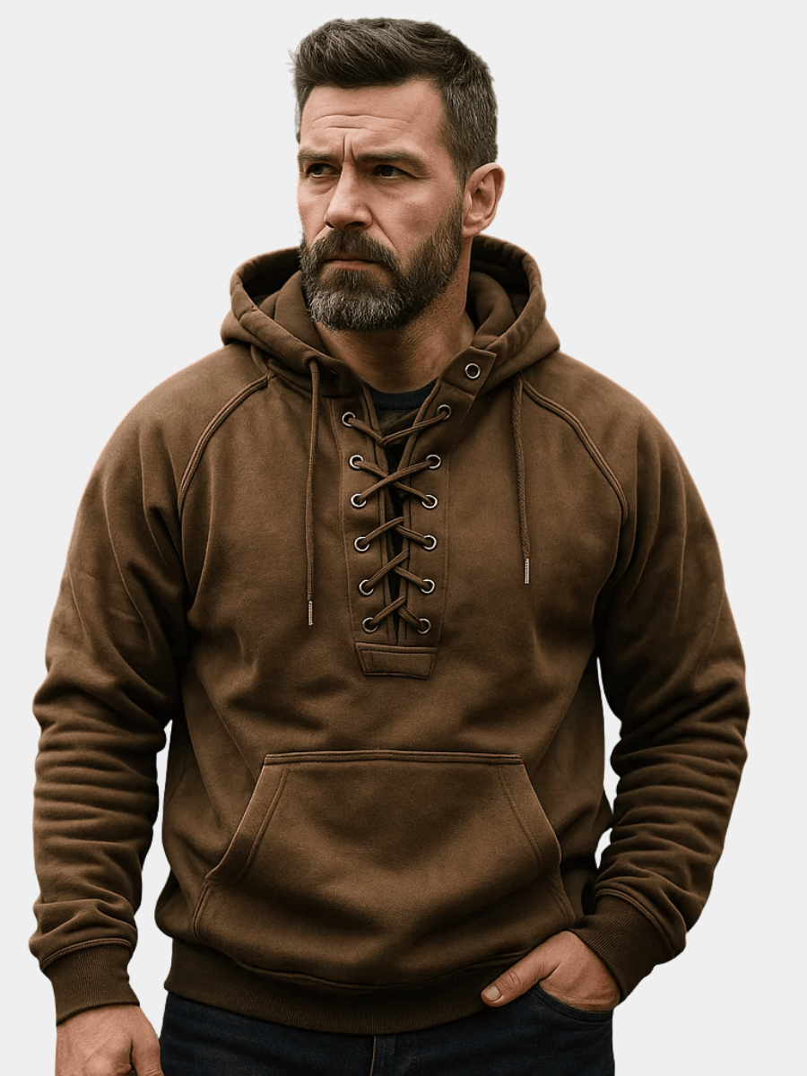 MAISON VALÉRIE | Sweat à capuche viking à lacets pour homme