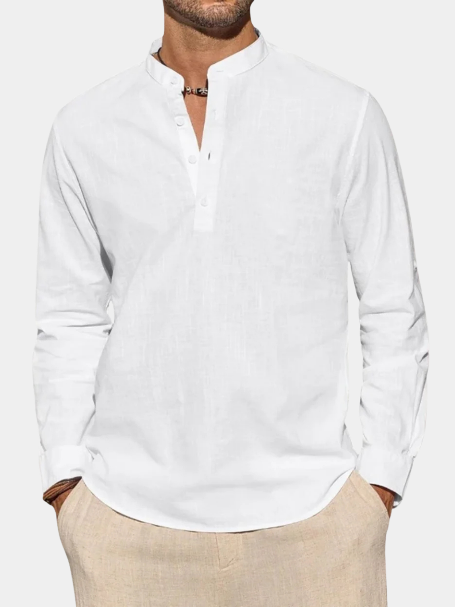 MAISON VALÉRIE | Chemise henley en coton pour hommes