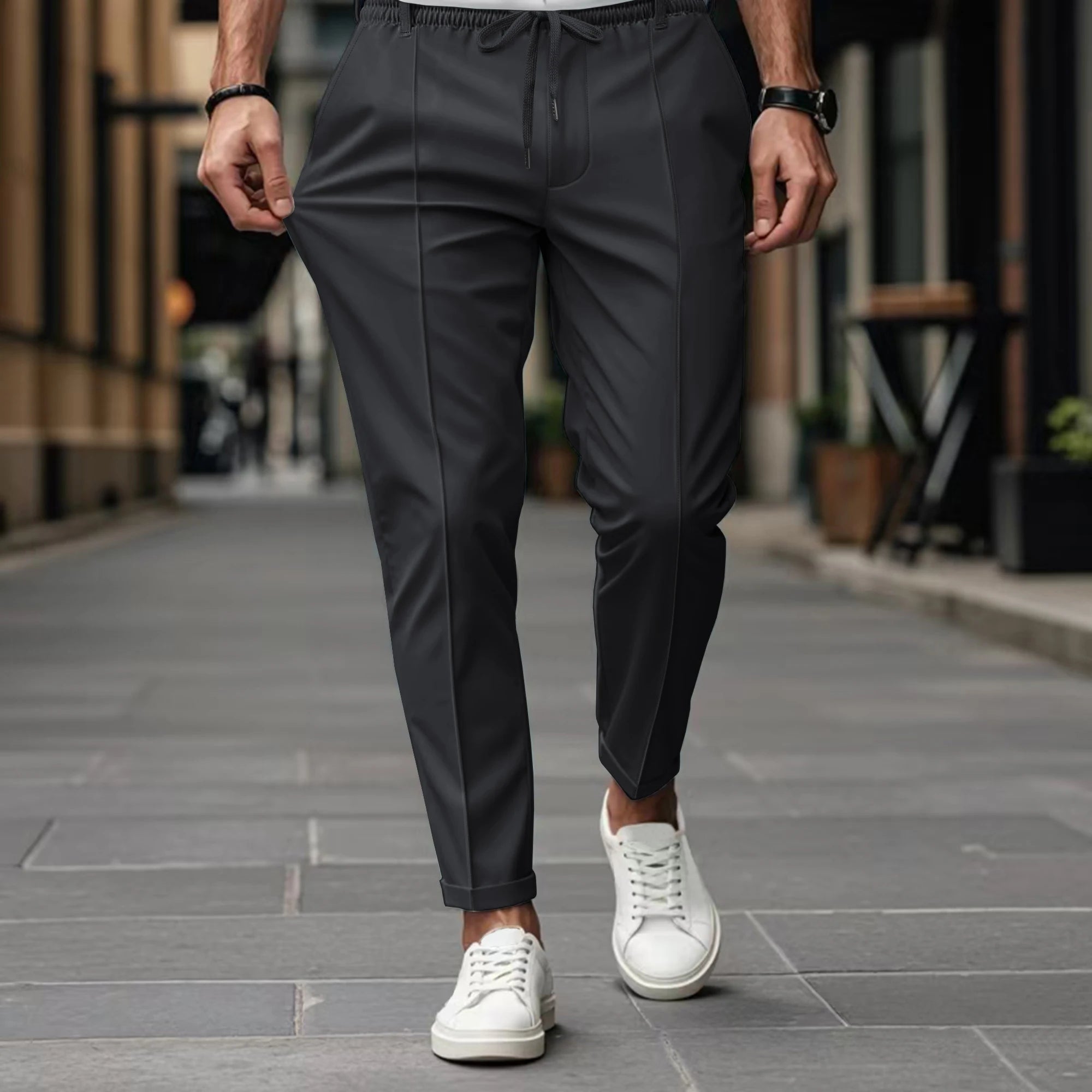 MAISON VALÉRIE | Pantalons chino slim fit avec cordon de serrage pour hommes