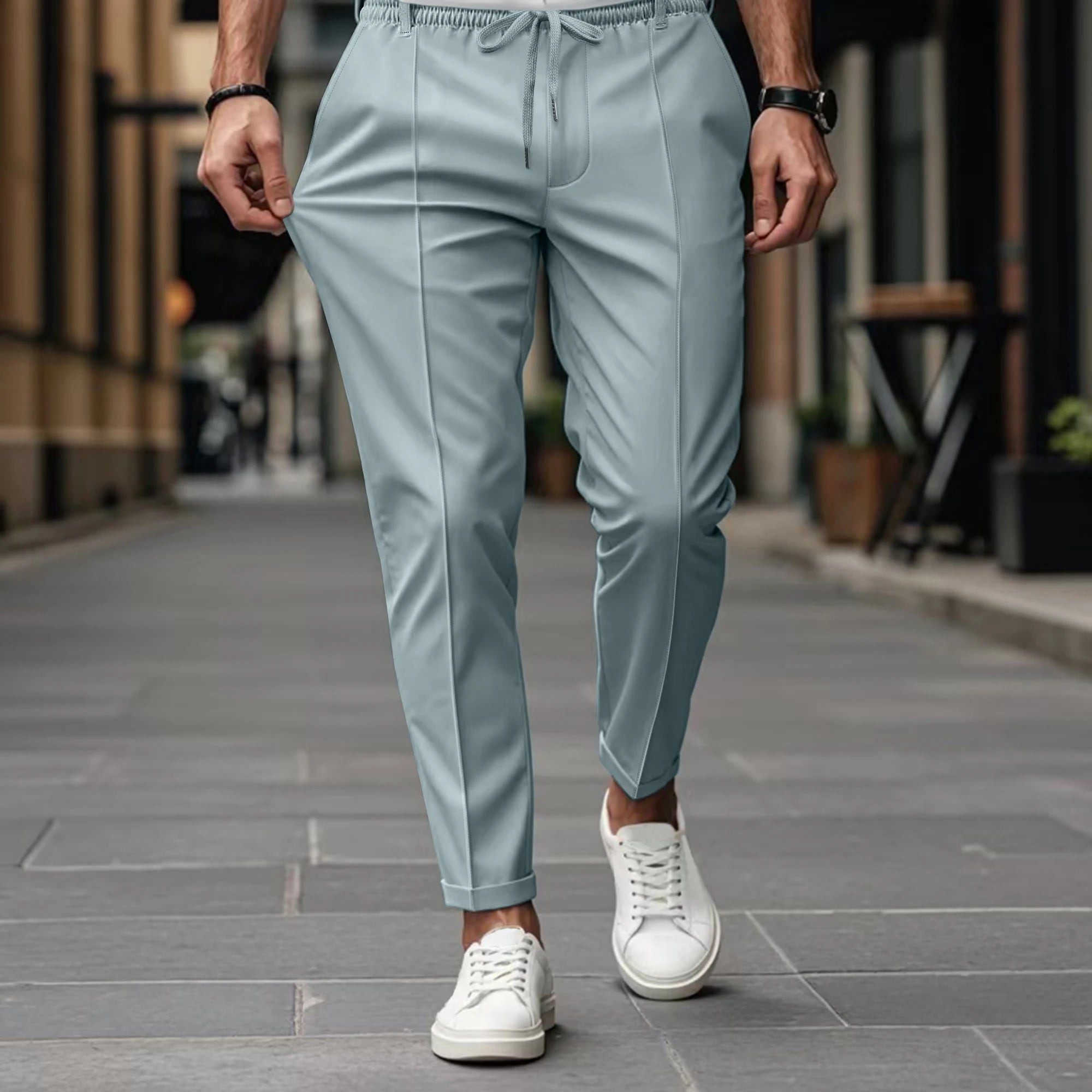 MAISON VALÉRIE | Pantalons chino slim fit avec cordon de serrage pour hommes