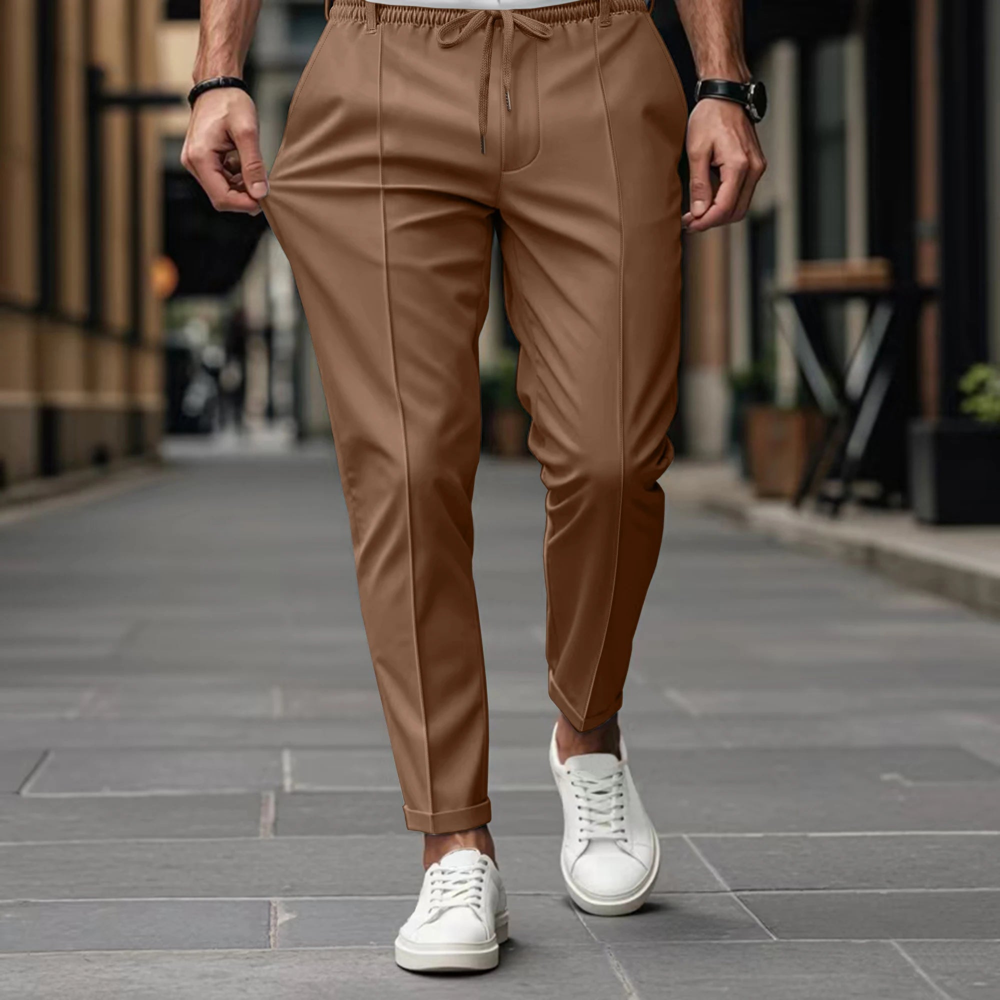 MAISON VALÉRIE | Pantalons chino slim fit avec cordon de serrage pour hommes