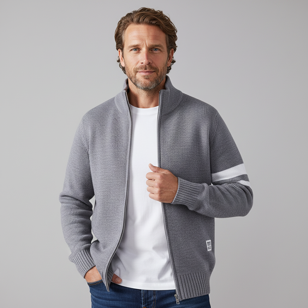 MAISON VALÉRIE | Pull zippé en tricot pour hommes